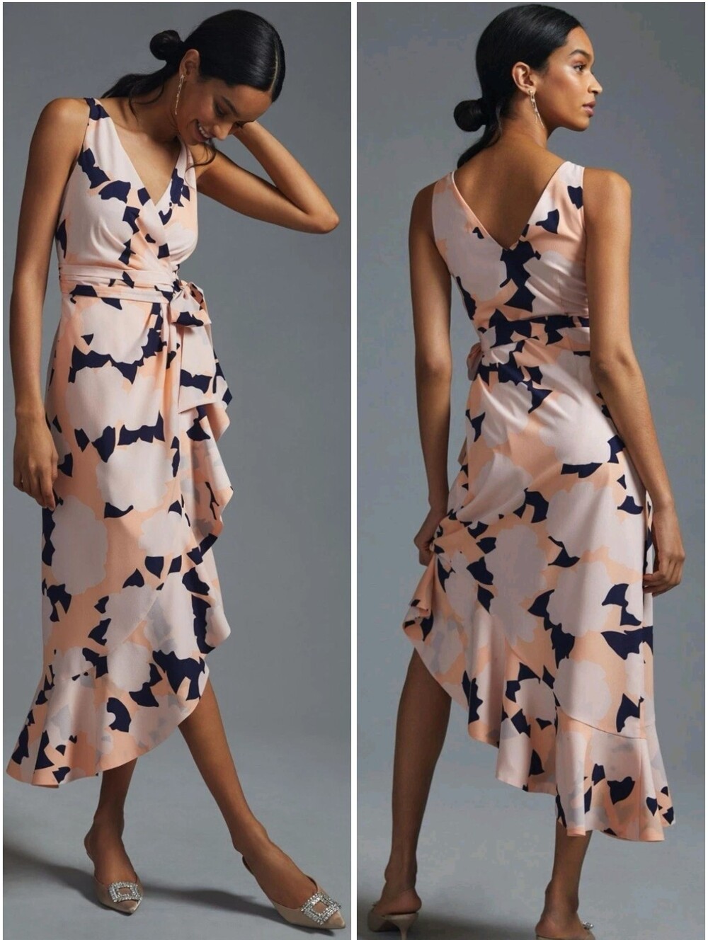 Hutch Anthropologie Asymmetrical Floral Wrap Dress XS